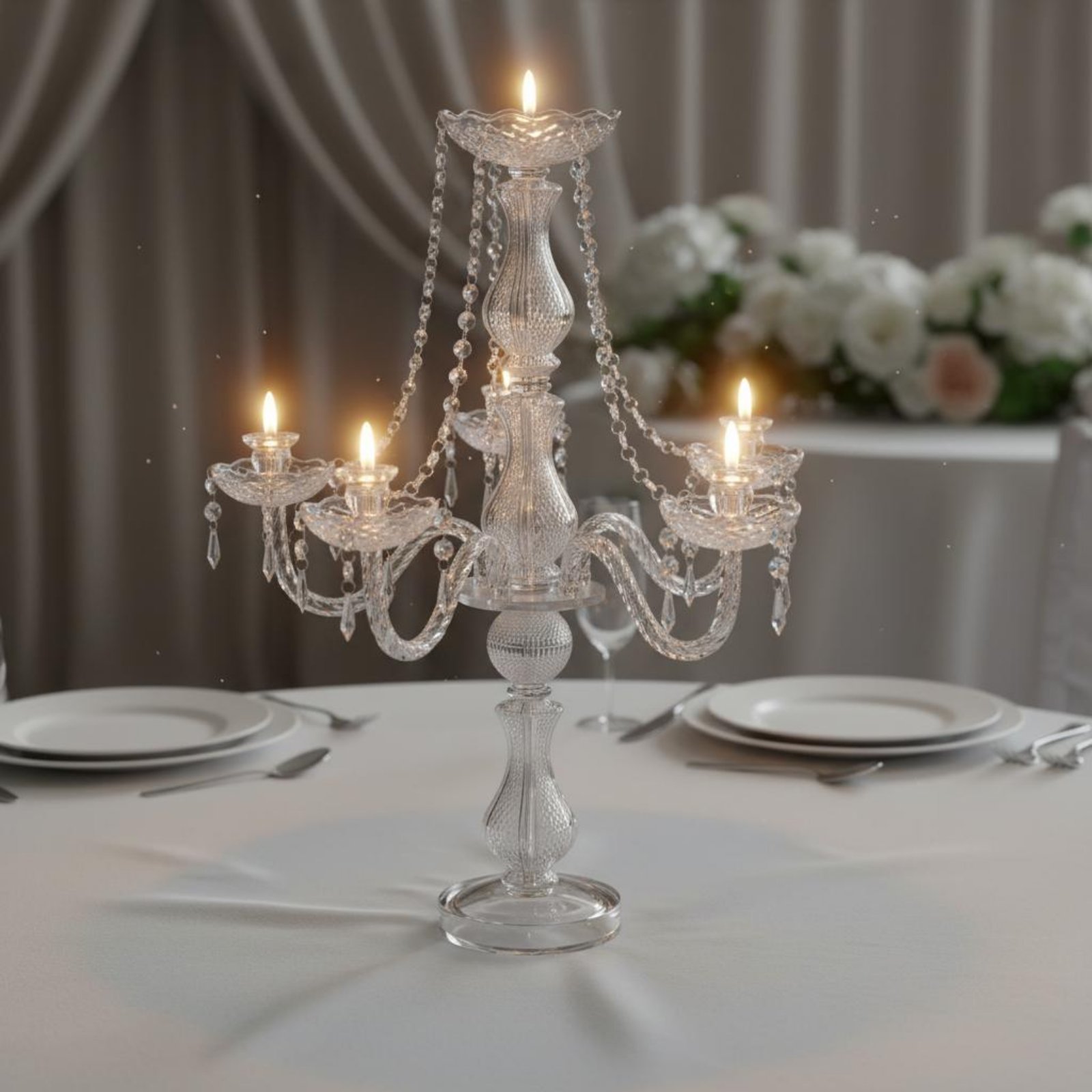 Wedding Decoration Supply - Хрустальный канделябр: Элегантный свадебный подсвечник, роскошный