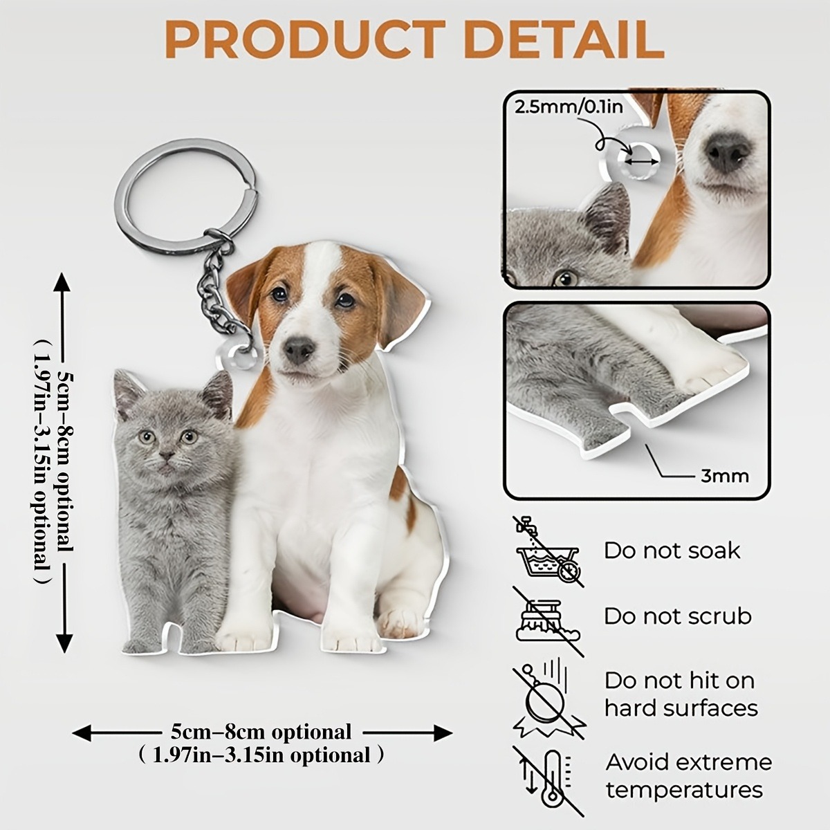 Wedding Party Supply - Персонализированный брелок с цветной фотографией, вырезанный