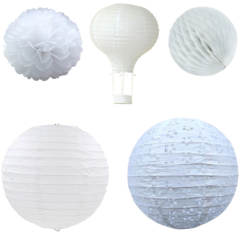 Confetti Balloon Set - 1 шт. Белые китайские бумажные фонарики,